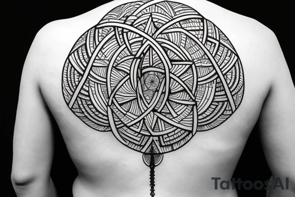 Back Tattoo Using Sacred Geometry, With Images that Represent God and Jesus. tattoo idea