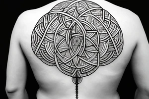 Back Tattoo Using Sacred Geometry, With Images that Represent God and Jesus. tattoo idea