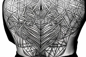 Back Tattoo Sacred Geometry, Triangle With Images that Represent God and Jesus. tattoo idea