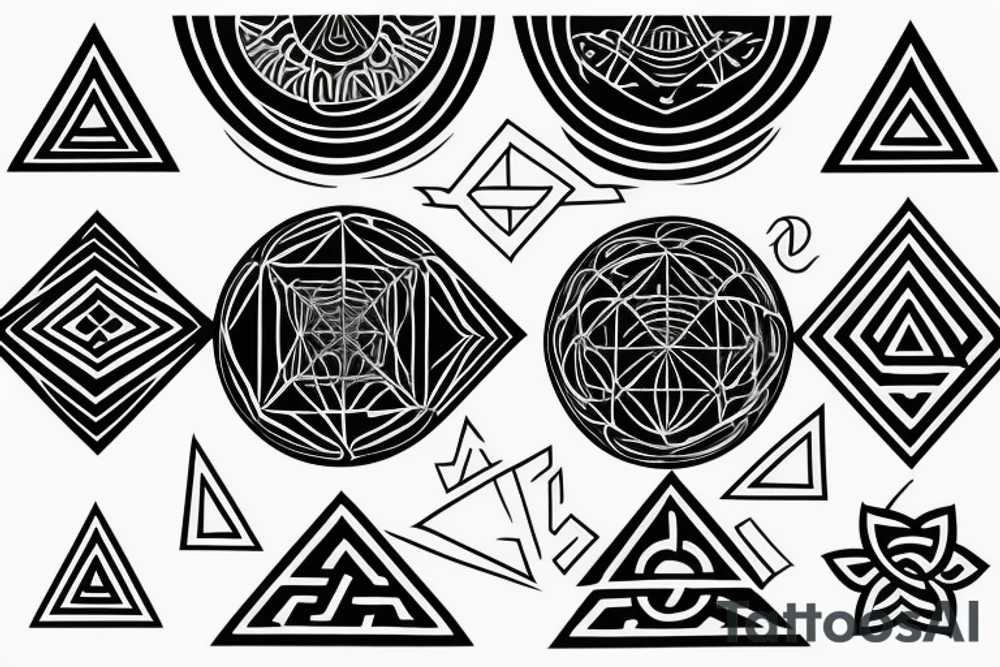Back Tattoo Sacred Geometry, Triangle With Images that Represent God and Jesus. tattoo idea