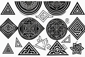 Back Tattoo Sacred Geometry, Triangle With Images that Represent God and Jesus. tattoo idea