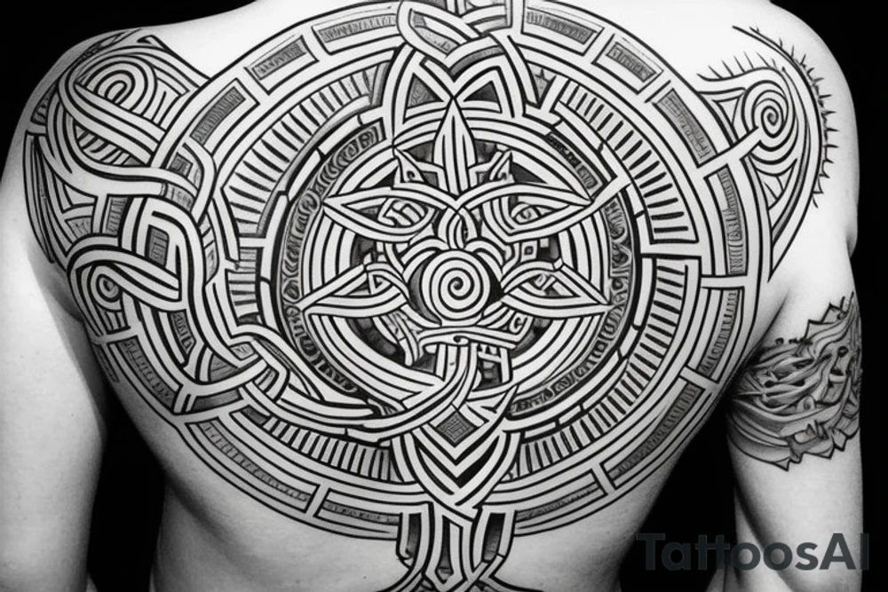 Back Tattoo Sacred Geometry, Holy Trinity tattoo idea