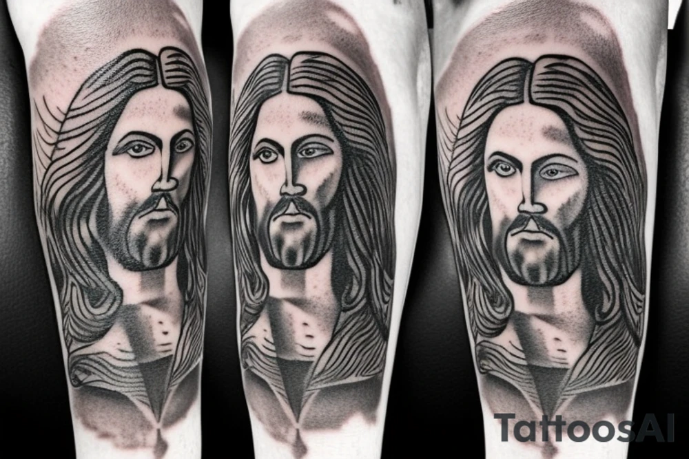 Single Tattoo of Jesus with an Angel Behind him, The Second Coming of Christ tattoo idea