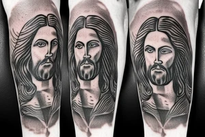 Single Tattoo of Jesus with an Angel Behind him, The Second Coming of Christ tattoo idea