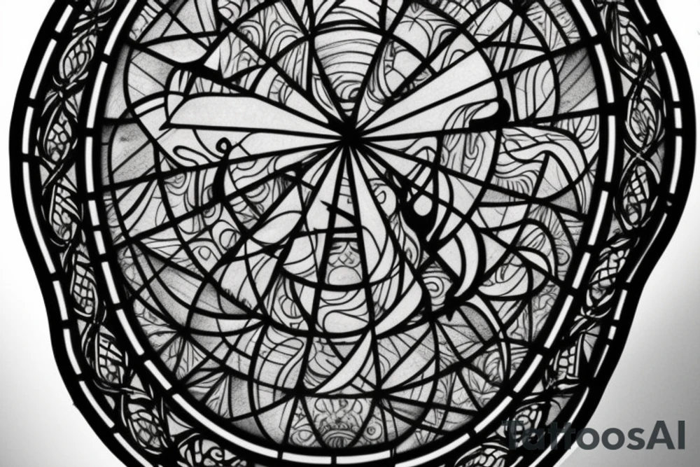Stained Glass Window Back Tattoo with a Christian Cross tattoo idea