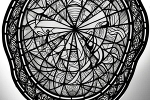 Stained Glass Window Back Tattoo with a Christian Cross tattoo idea