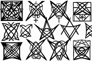 Three Christian Crosses Thin Lines wiht Sacred Geometry Background tattoo idea