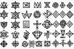 Three Christian Crosses Thin Lines wiht Sacred Geometry Background tattoo idea