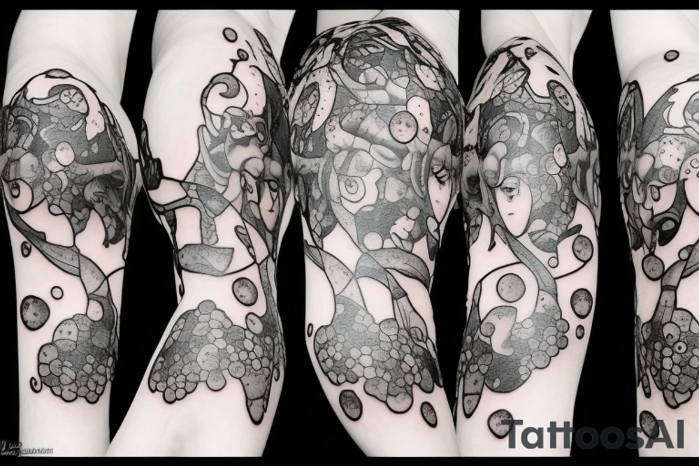 Beautiful skullgirl with bubbles tattoo idea