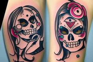 Beautiful skullgirl with bubbles tattoo idea