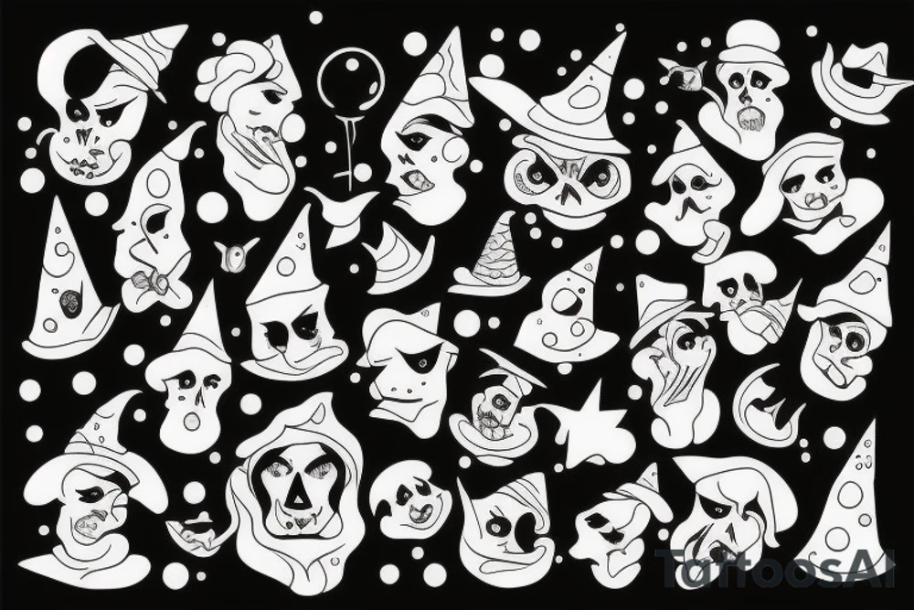 Beautiful witch with bubbles tattoo idea