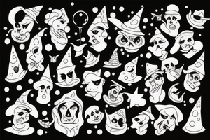 Beautiful witch with bubbles tattoo idea