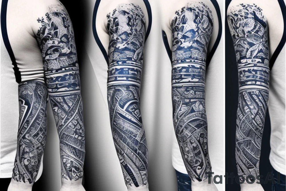 navy motifs in sleeve tattoo idea