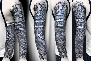 navy motifs in sleeve tattoo idea