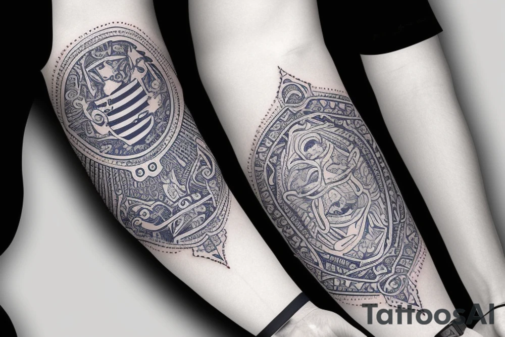 navy motifs in a sleeve tattoo idea