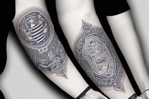 navy motifs in a sleeve tattoo idea