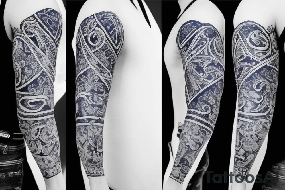 navy motifs in a sleeve tattoo idea