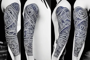navy motifs in a sleeve tattoo idea