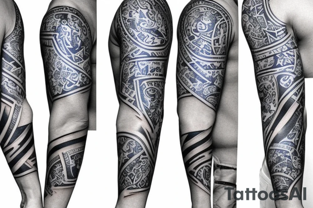 navy motifs in a sleeve tattoo idea