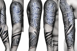 navy motifs in a sleeve tattoo idea