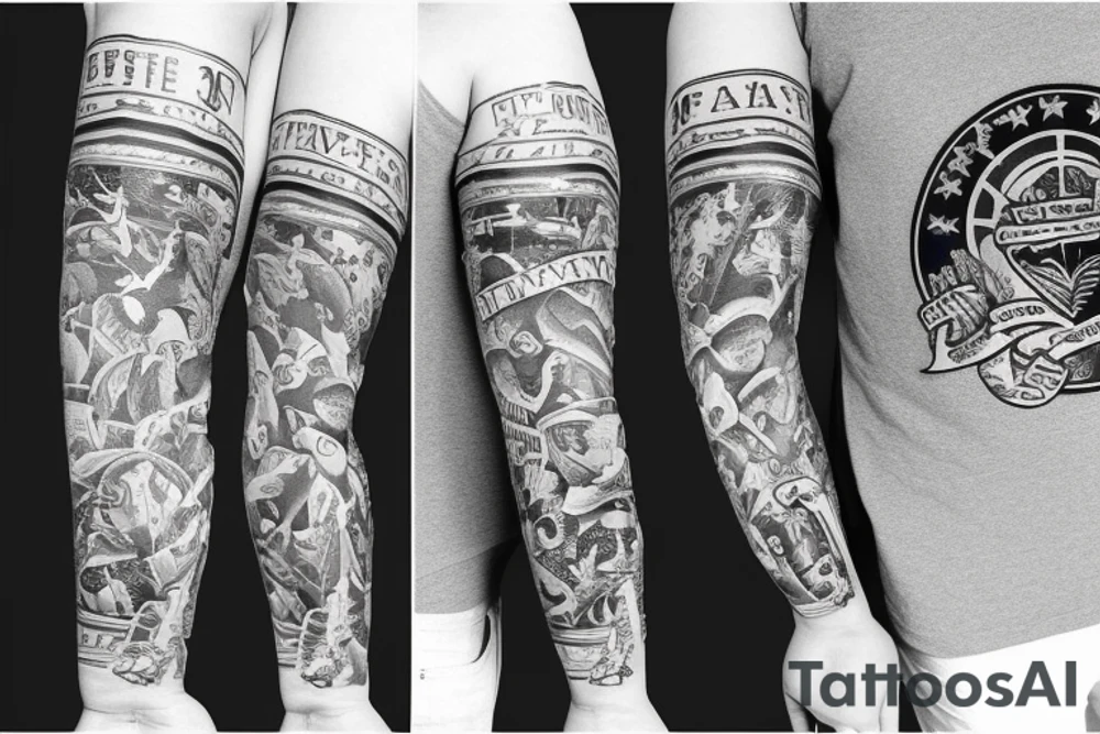 us navy motifs in a sleeve tattoo idea