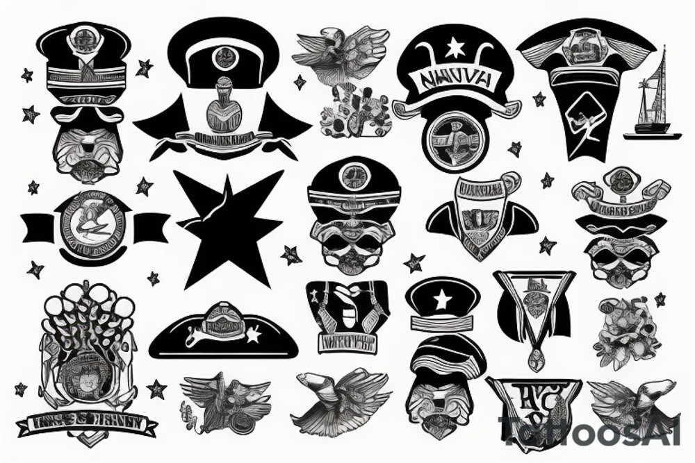 us navy motifs in a sleeve tattoo idea