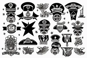 us navy motifs in a sleeve tattoo idea
