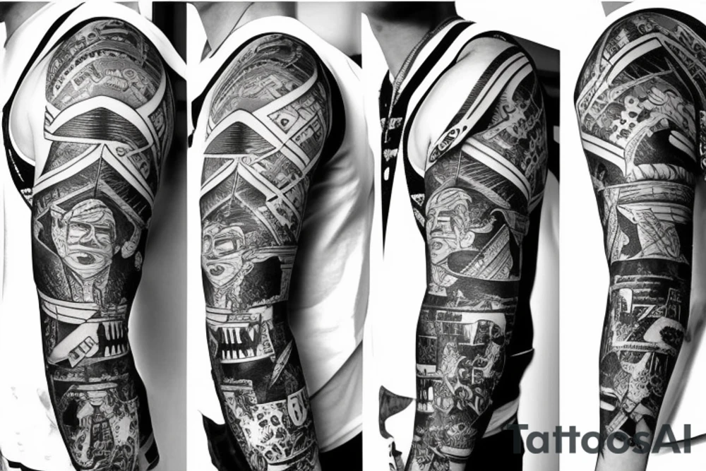 us navy motifs in a sleeve tattoo idea