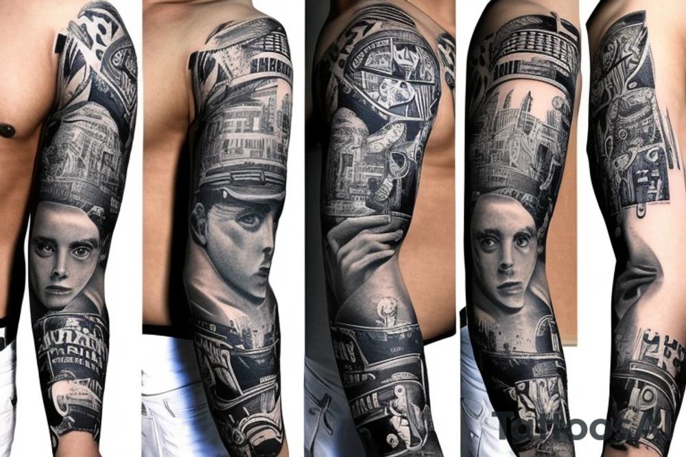us navy motifs in a sleeve tattoo idea