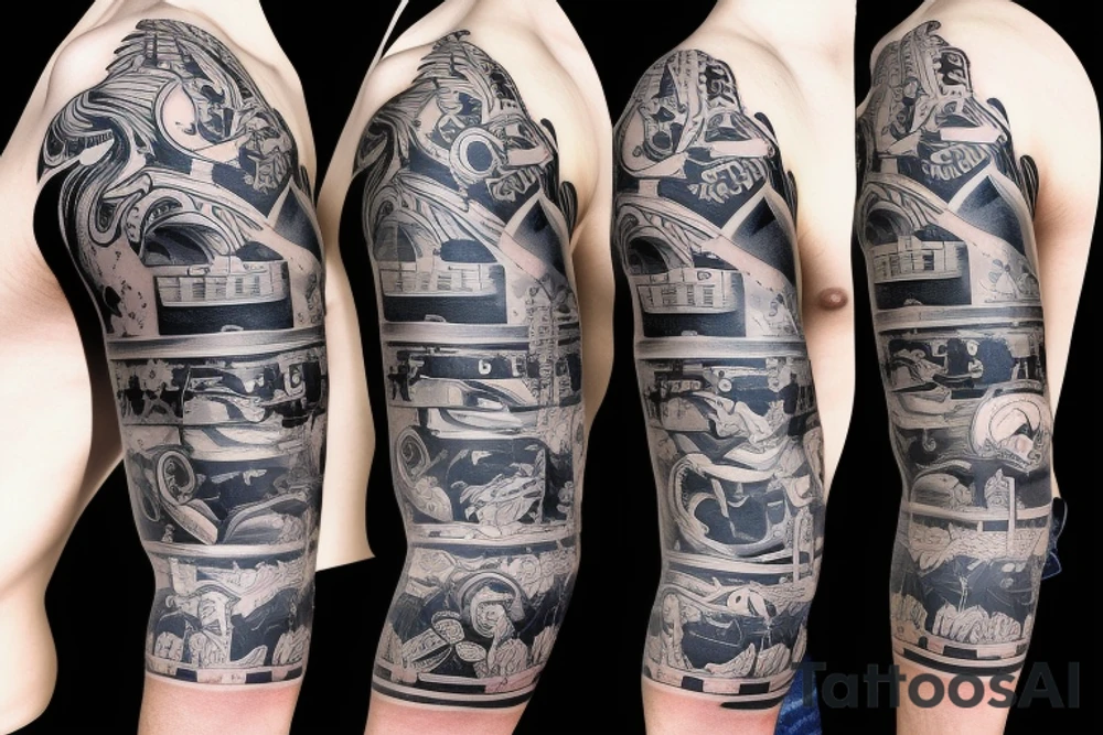 us navy motifs in a sleeve tattoo idea
