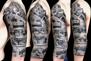 us navy motifs in a sleeve tattoo idea