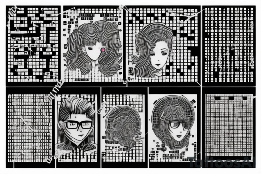 computer nerd full sleeve binary stream background tattoo idea