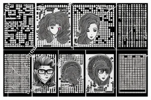 computer nerd full sleeve binary stream background tattoo idea
