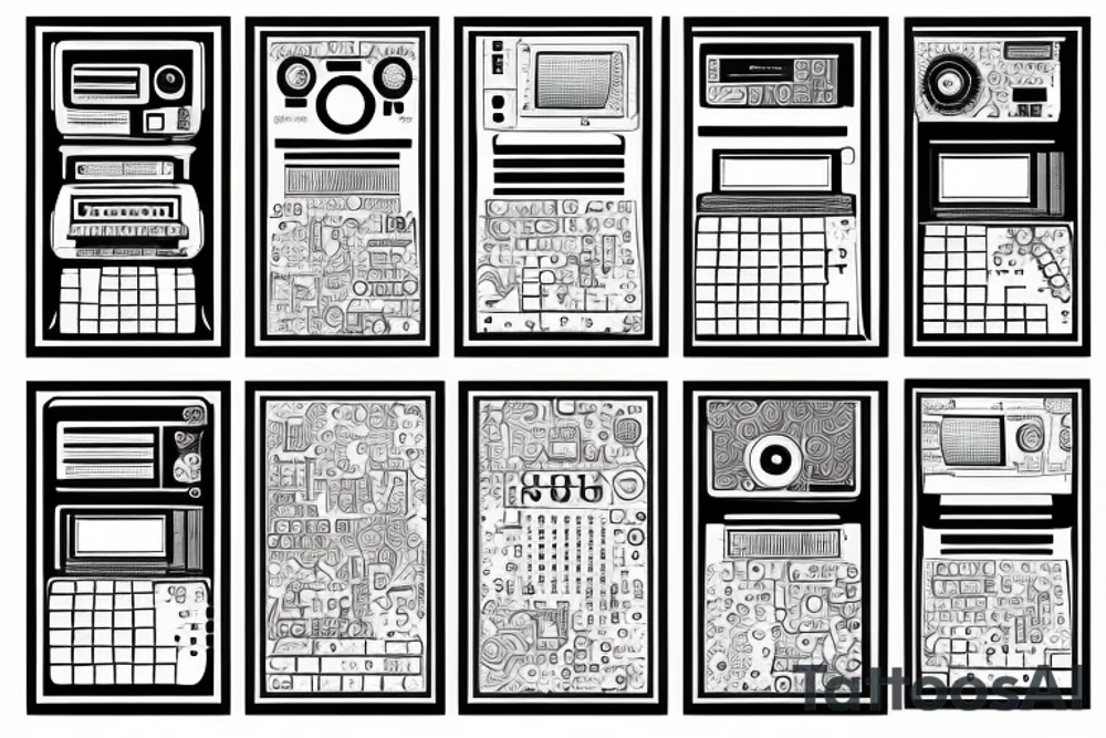 computer nerd full sleeve binary stream background tattoo idea