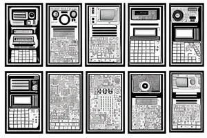 computer nerd full sleeve binary stream background tattoo idea