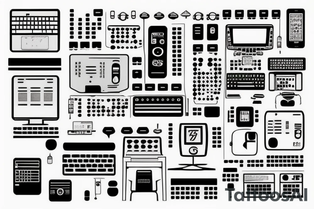 computer nerd full sleeve binary stream background tattoo idea