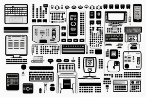 computer nerd full sleeve binary stream background tattoo idea