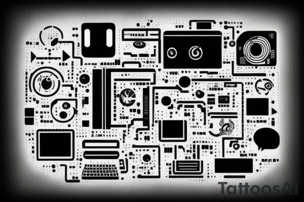 computer nerd full-sleeve binary stream background tattoo idea
