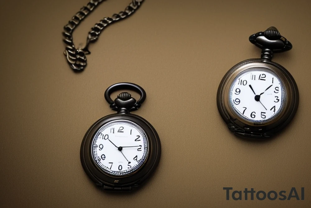 3 pocket watches with my children’s date of birth and time of birth on them. First one saying Jayden 22/08/10 time showing 12:17. Second one saying Sophie 02/06/13 time showing 3:02. Third one saying Oliver 30/07/13 showing 11:15. tattoo idea