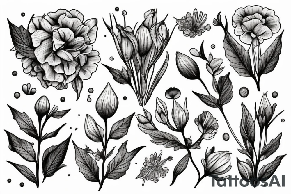 Birth flower with Oliver on the stem tattoo idea