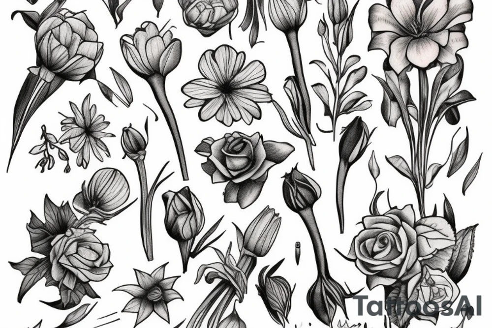 Birth flower with Oliver on the stem tattoo idea