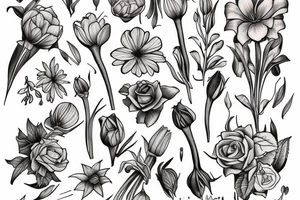Birth flower with Oliver on the stem tattoo idea