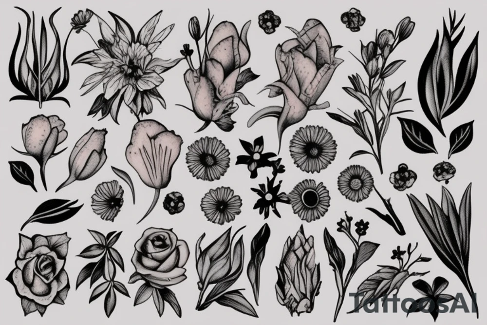 Birth flower July with Oliver on the stem tattoo idea