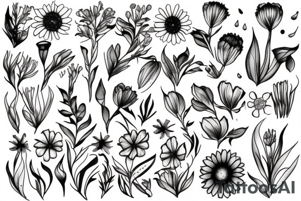 Birth flower July with Oliver on the stem tattoo idea