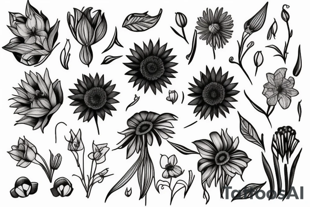 Birth flower July with Oliver on the stem tattoo idea