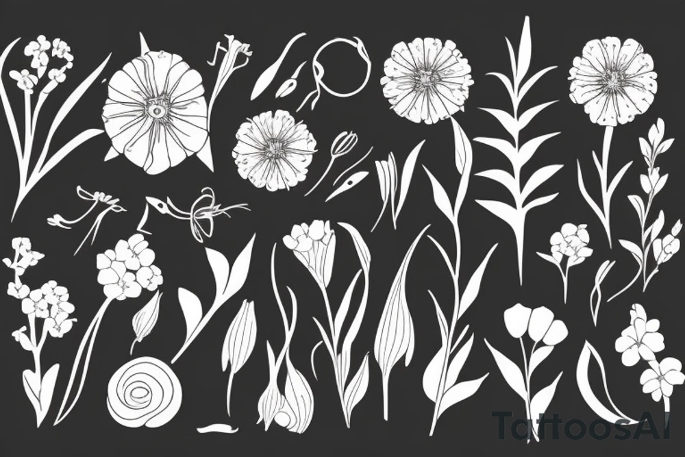 Birth flower July with Oliver on the stem tattoo idea