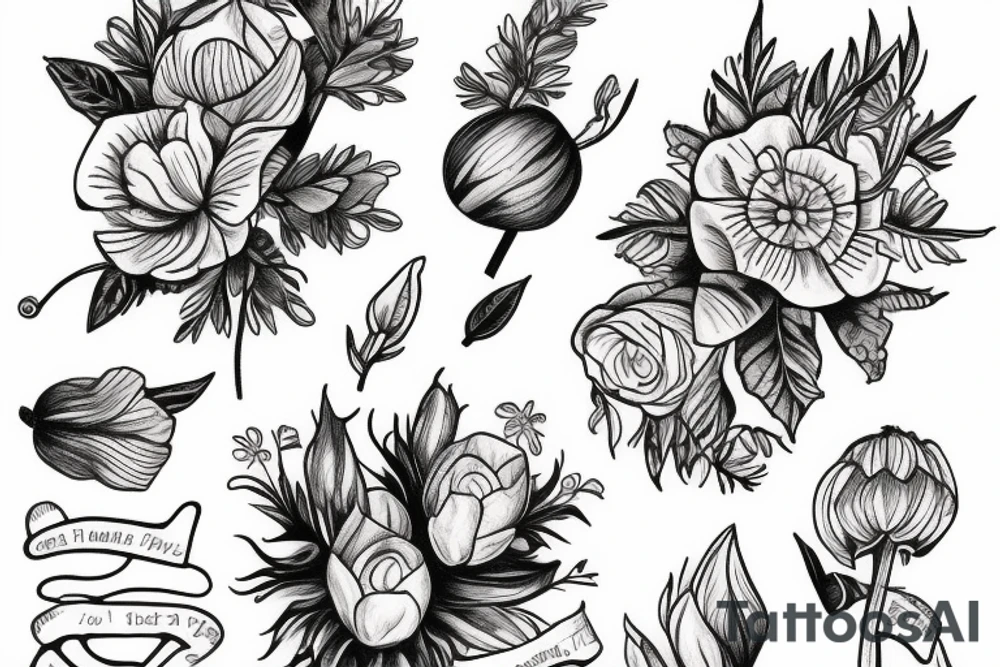 Birth flower July with Oliver on the stem tattoo idea