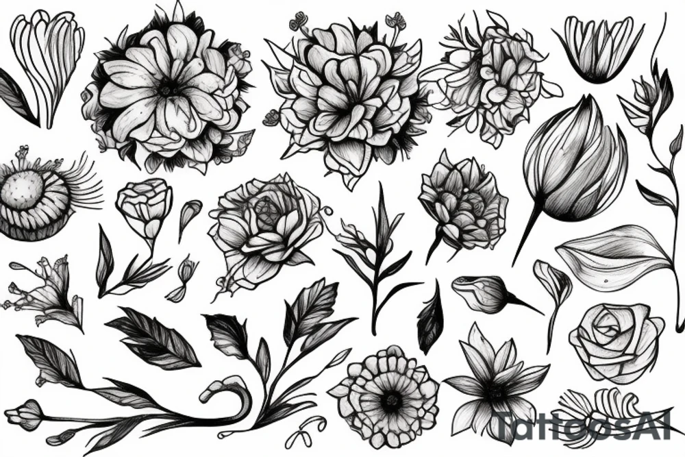 Birth flower July with Oliver on the stem tattoo idea