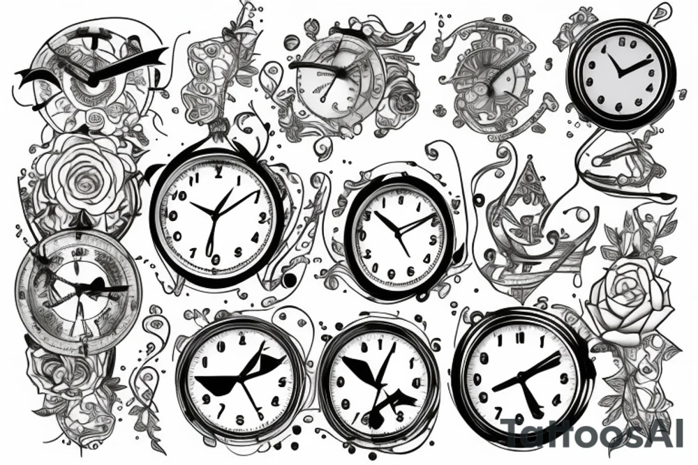 3 clocks tattoo idea