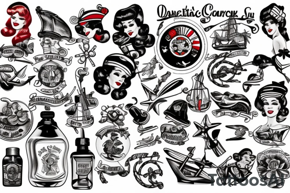 Nautical pin up tattoo idea